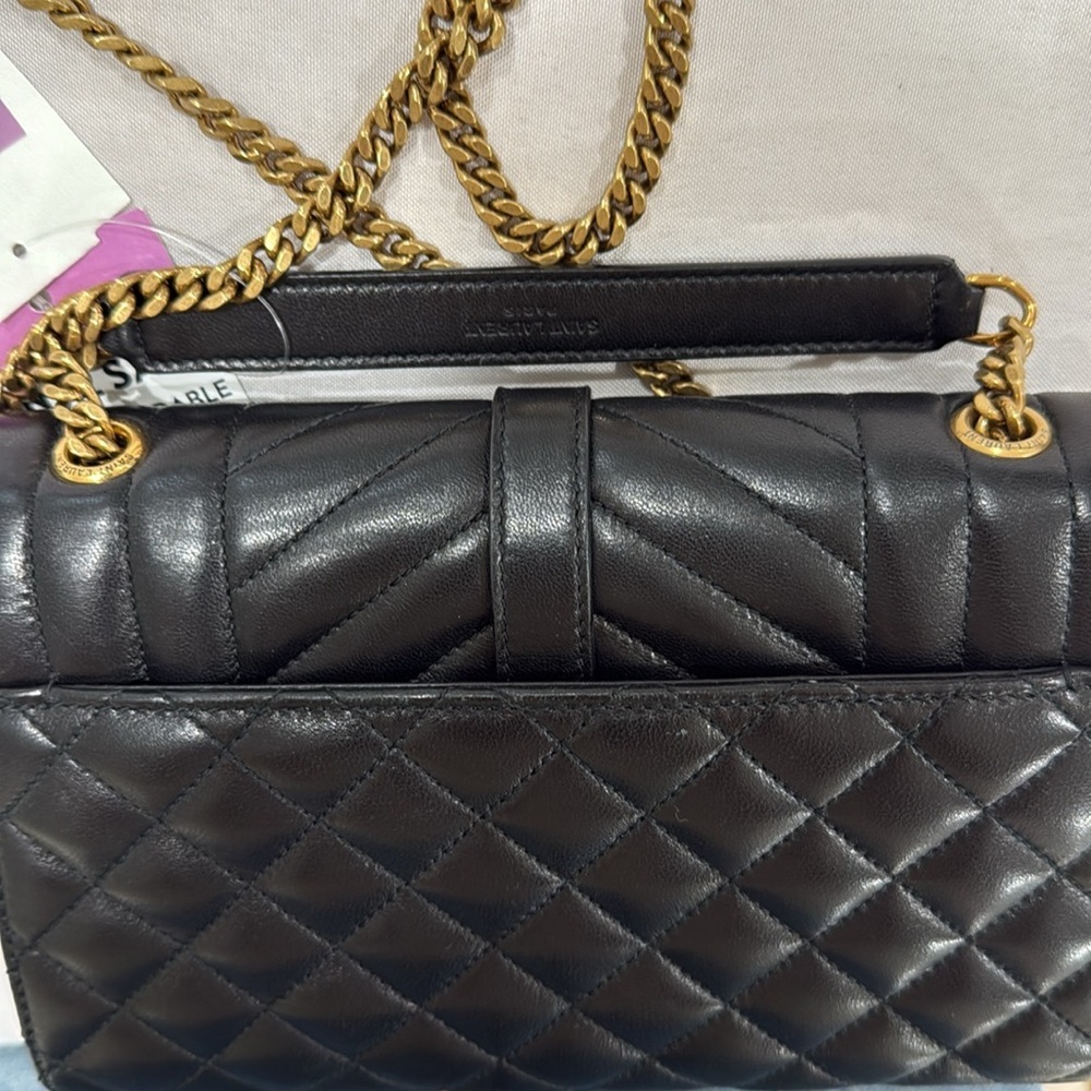 AUTHENTIC YSL SAINT LAURANT ENVELOPE SMALL IN QUILTED GRAIN EMBOSSED LEATHER - Picture 10 of 12